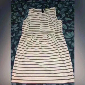 Forever 21+ Sleeveless Dress Women's Size XL White w/ Black Stripe Above Knee